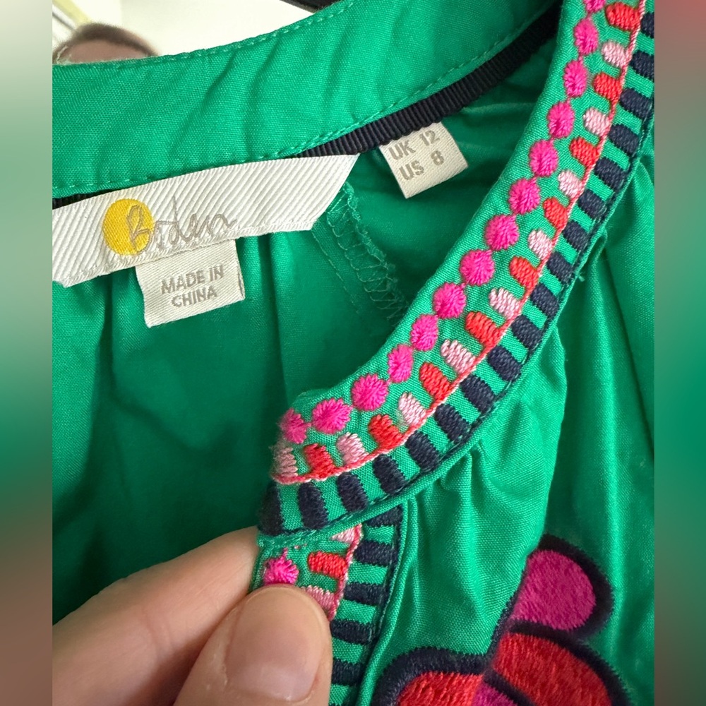 Boden Natalie embroidered maxi dress size 8 green pink - Picture 4 of 5